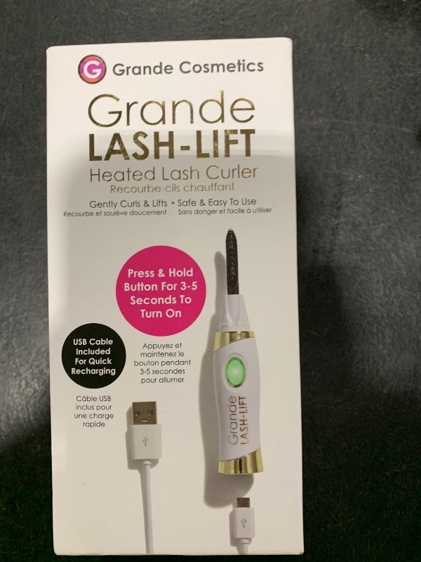Photo 1 of Grande Cosmetics LASH-LIFT Heated Lash Curler, Rechargeable and Travel Friendly, 2 Heat Settings, White