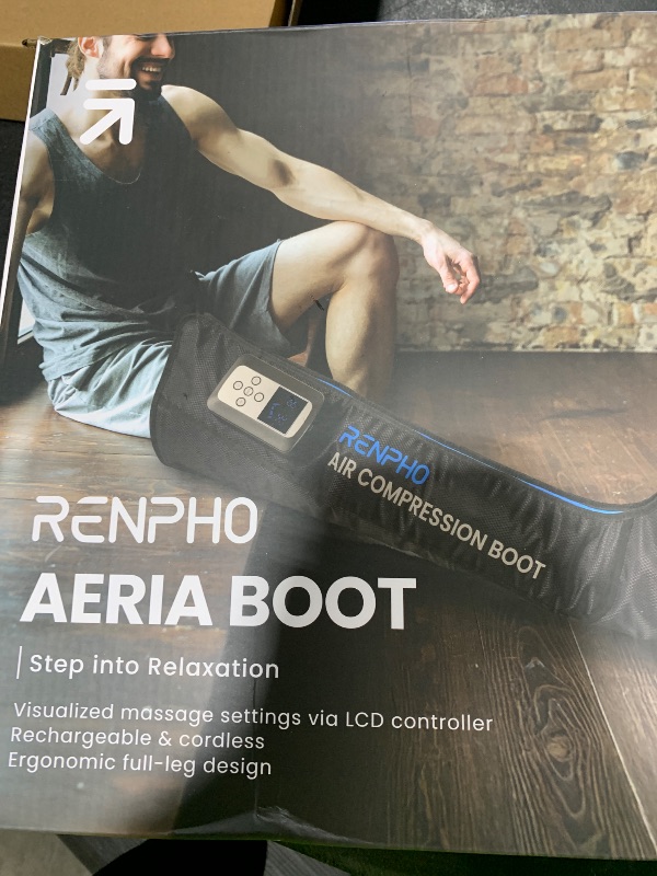 Photo 1 of RENPHO Leg Massager with Smart Pressure Sensor, Cordless Air Compression Recovery Boot for Pain Relief, Foot & Calve & Thigh Massager, Adapter Not Included,1 Pack