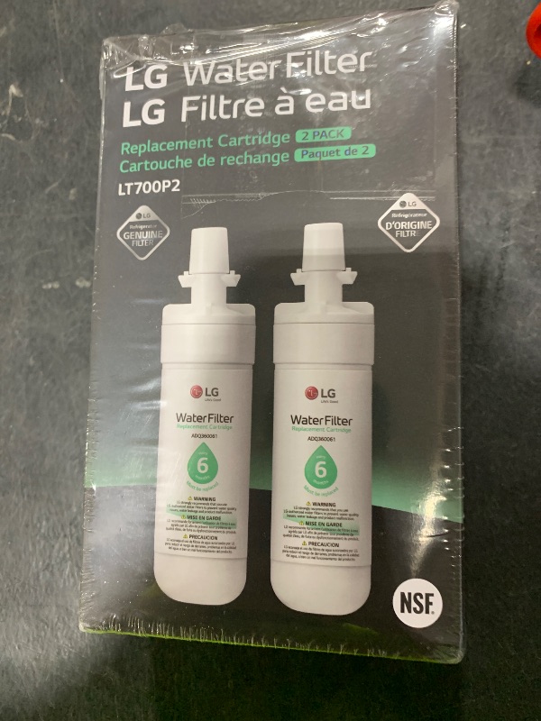 Photo 1 of LG LT700P2 6-Month / 200 Gallon Refrigerator Replacement Water Filter, 2 Count (Pack of 1), White