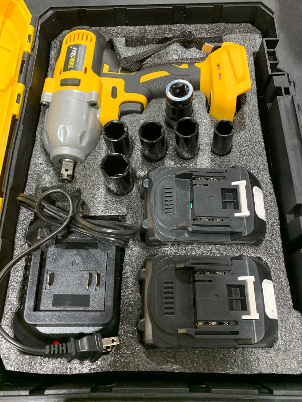 Photo 1 of TaskStar Cordless Impact Wrench 740 Ft-lbs(1000N.m) 3300RPM High Torque 1/2 Inch Impact Gun, Electric Impact Driver, Brushless Motor, 2x4.0Ah Battery Fast Charger for Car Tires Truck Mower