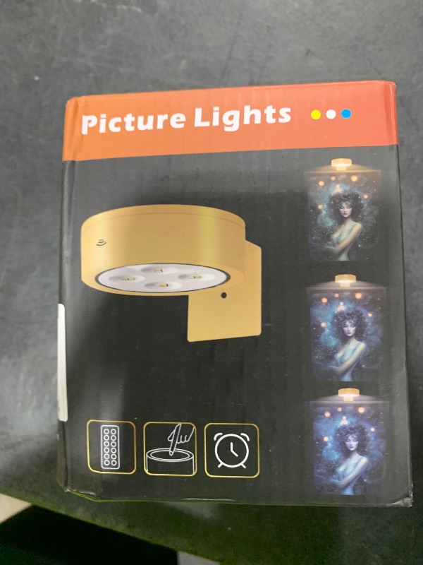 Photo 1 of 3Pcs Picture Light Battery Operated, Wireless Led Painting Light with Remote Dimmable and Timer, 3 Lighting Modes Art Display Light for Picture Frame Artworking Portrait, Wall Decorative Puck Lights