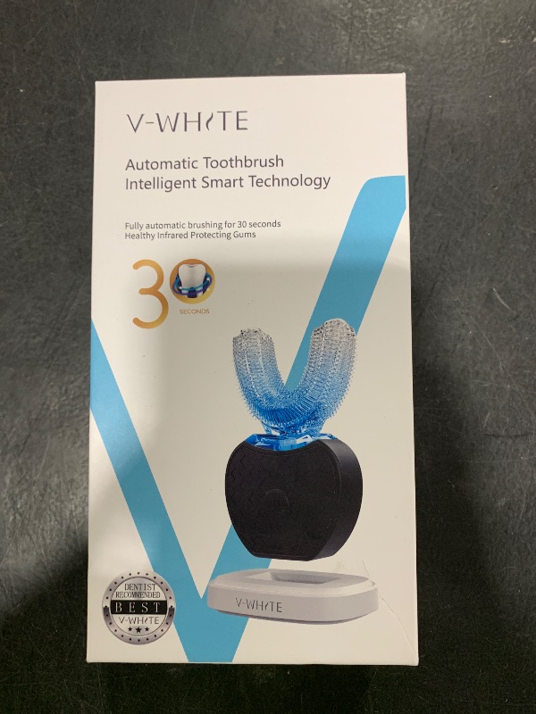 Photo 1 of V-WHITE Ultrasonic U-Shaped Toothbrush for Teeth Whitening, Electric Toothbrush For Adults - 360° Mouth Cleansing, Hands Free Gums Protection - Wireless Charging & LED Light -Waterproof IPX7 Certified