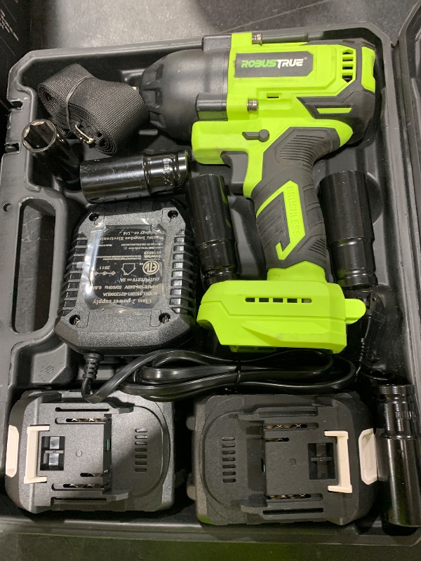 Photo 1 of Robustrue Cordless Impact Wrench, 885Ft-lbs (1200N.m) 1/2" Brushless Impact Gun, 21V High Torque Power Impact Driver, 2x4.0Ah Batteries Electric Impact Motor Variable Speeds for Car/Truck RV/Mower