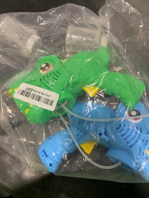 Photo 1 of Kids Bubble  2 Pack Dino Bubble Machine Gun for Toddlers with 4 Solutions Automatic 13-Hole Bubbles for Kids Blower Maker Easter Basket Essentials Stocking Stuffers Gift Party Favors for Boys Girls