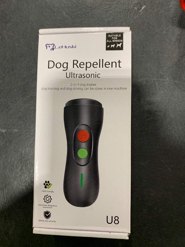 Photo 1 of LeHuski Anti Barking Device Rechargeable Ultrasonic Dog Bark Deterrent Stops Bad Behavior Up to 50 Ft Effective Control Range Safe Humane for Indoor Outdoor Use White