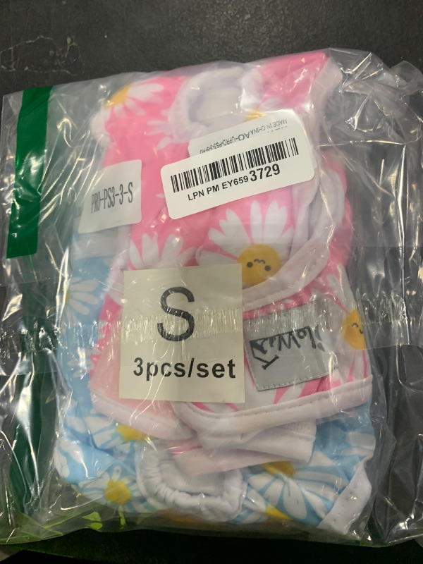 Photo 1 of SlowTon Washable Dog Diapers Female - 3 Pack No Leak Reusable Doggie Puppy Diaper with Adjustable Buttons, Comfortable Female Dog Diapers for Heat Cycle Period Small Medium Large Dogs (S)