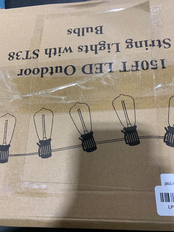 Photo 1 of 150FT Solar String Lights for Outside, Solar Powered Patio Lights with 52 Shatterproof ST38 Edison Bulbs & Remote Control,Dimmable LED Solar String Lights for Outside Waterproof