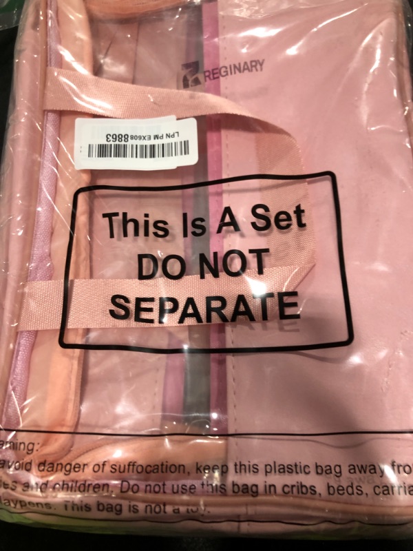 Photo 1 of Reginary 6 Pcs Large Clear Makeup Bags, Toiletry Organizer with Zipper and Handle Strap, Portable Cosmetic Bag Waterproof Transparent for Travel Vacation, 11.8 x 8.3 x 3.9 Inch(Pink)