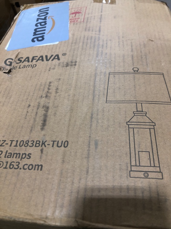 Photo 1 of G-SAFAVA 23.75" Retro Farmhouse Black Table Lamp for Living Room Bedroom Nightstand Set of 2 Touch Control Bedside Nightlight Vintage Modern Lamp with USB C+A Ports and 2 Light Sources