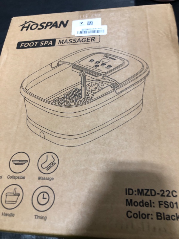 Photo 1 of HOSPAN Collapsible Foot Spa with Heat, Bubble, Red Light, and Temperature Control, Foot Bath Massager with 8 Shiatsu Massage Rollers, Pedicure Foot Spa for Relaxation and Stress Relief, Black