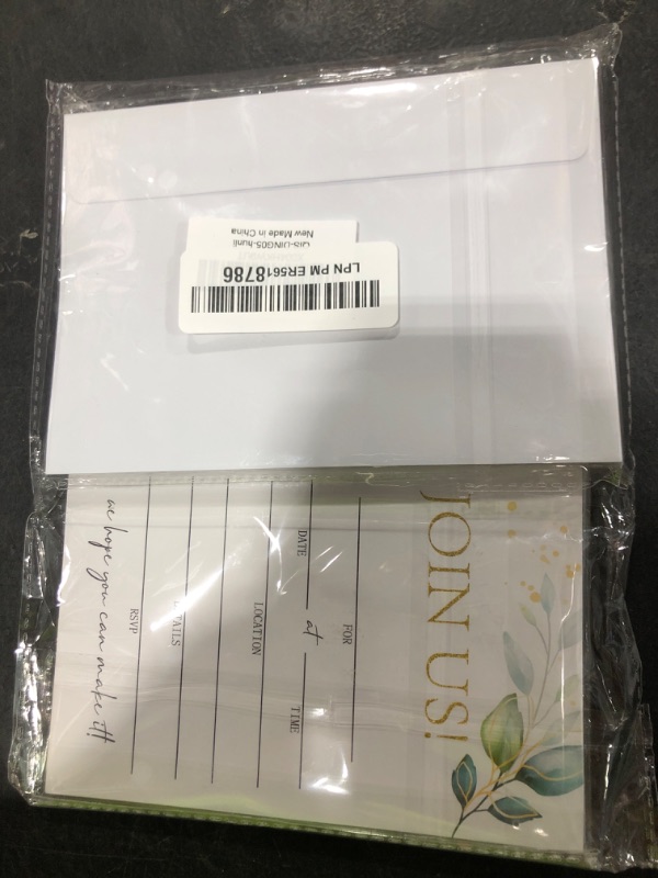 Photo 1 of LETUROIA 25 Pcs Greenery Invitation Cards With Envelopes - Join us Invitations For Wedding Baby Shower Birthday, 4x6 Inch Fill-In Style Double-Sided -05