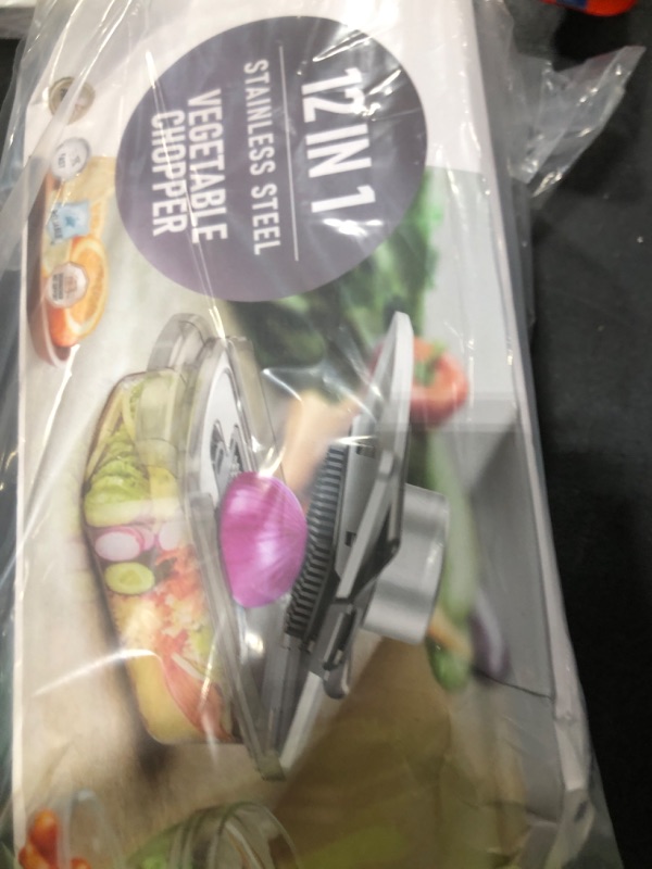Photo 1 of 12-in-1 Vegetable Chopper, Mandoline Food Slicer for Kitchen, Cheese Grater, Veggie Chopper with Container, Vegetable Cutter for Onion, Salad and Fruit- Stainless Steel, Home Essential Tools