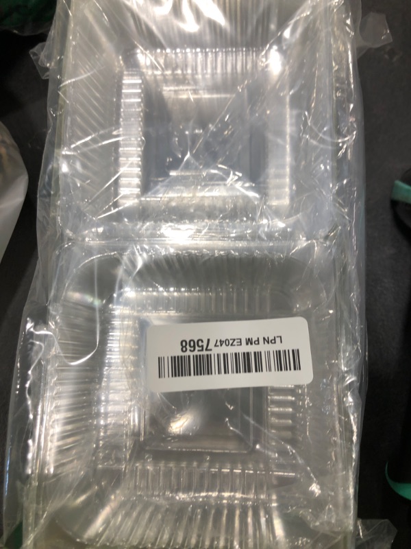 Photo 1 of Qyyiguf 50 Pcs Clear Hinged Plastic Containers with Lids,Square To Go Containers,Disposable Clamshell Takeout Tray for Dessert,Cakes,Cookies,Salads,Pasta,Sandwiches