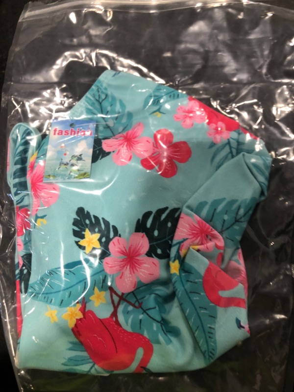 Photo 1 of Dolxico Girls Swimsuits Size 10-12 One Piece Flamingo Swimsuit Girls Bathing Suit Pool Kids Swimming Suits Summer Beach Girls Swimwear, Flamingo Floral Green, 160, Size 12