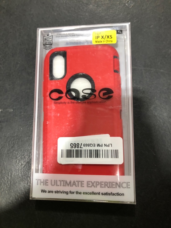Photo 1 of YKHJKLEC for iPhone X Case/iPhone Xs Case, Military Grade 3 in 1 Heavy Duty Shockproof/Drop Proof/Dust Proof Case with 2Pcs Tempered Glass Screen Protector (Red/Black)