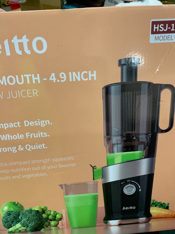 Photo 1 of Aeitto Cold Press Juicer, Juicer Machines with 4.9" Large Feed Chute, Fits Whole Vegetables and Fruits, Professional Juice Maker, Easy to Clean, High Juice Yield, Easy to Assemble,Black