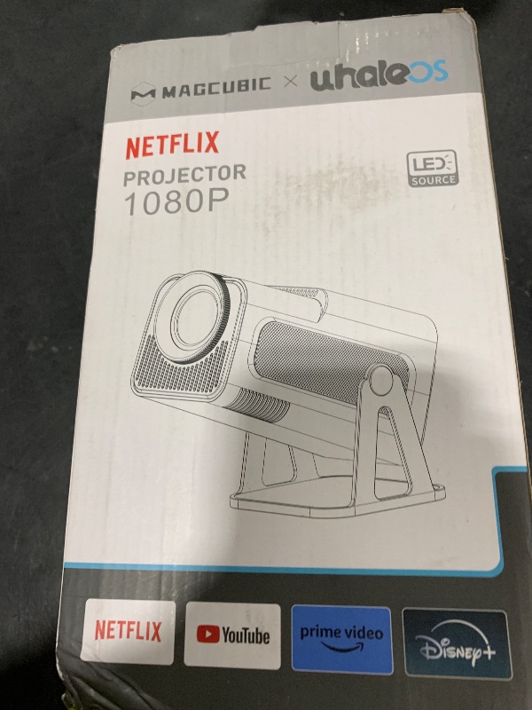 Photo 1 of [Netflix-Licensed] Magcubic Mini Projector with Wifi and Bluetooth, Built-in Android 13, Portable Smart 1080P Projector with 4K Support, Auto Keystone, Voice Control, HY320 NTV (White)