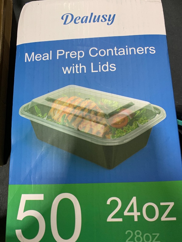 Photo 1 of Dealusy 50 Pack (100-Piece) 24 oz Meal Prep Containers Reusable with Lids, Sturdy Leakproof & Food Safe, Microwave, Freezer, Dishwasher Safe Prep Containers, To Go Take Out Plastic Food Storage