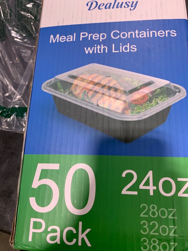 Photo 1 of Dealusy 50 Pack (100-Piece) 24 oz Meal Prep Containers Reusable with Lids, Sturdy Leakproof & Food Safe, Microwave, Freezer, Dishwasher Safe Prep Containers, To Go Take Out Plastic Food Storage