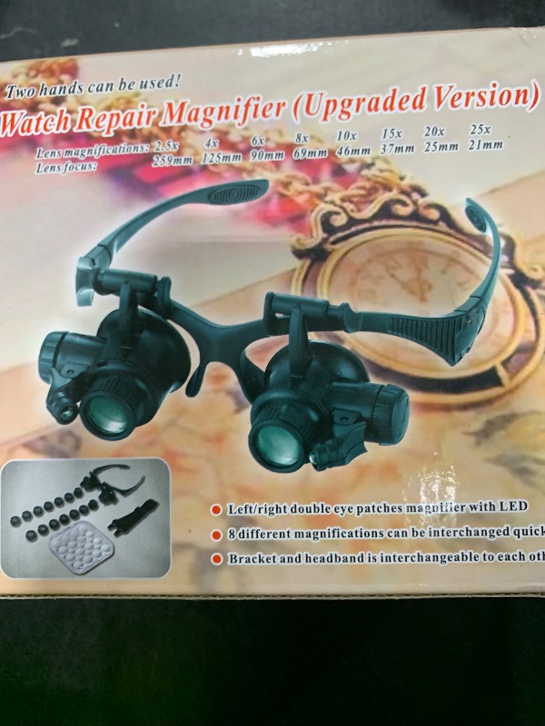 Photo 1 of Magnifying Glasses with LED Light, LXIANGN Jeweler Loupe Watch Repair Magnifier with 8 Interchangeable Lens-2.5X 4X 6X 8X 10x 15x 20x 25x for Close Work