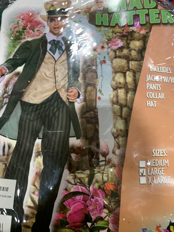 Photo 1 of FantastCostumes Men's The Hatter Costume Mad Tea Party Halloween Cosplay with Top Hat, Green