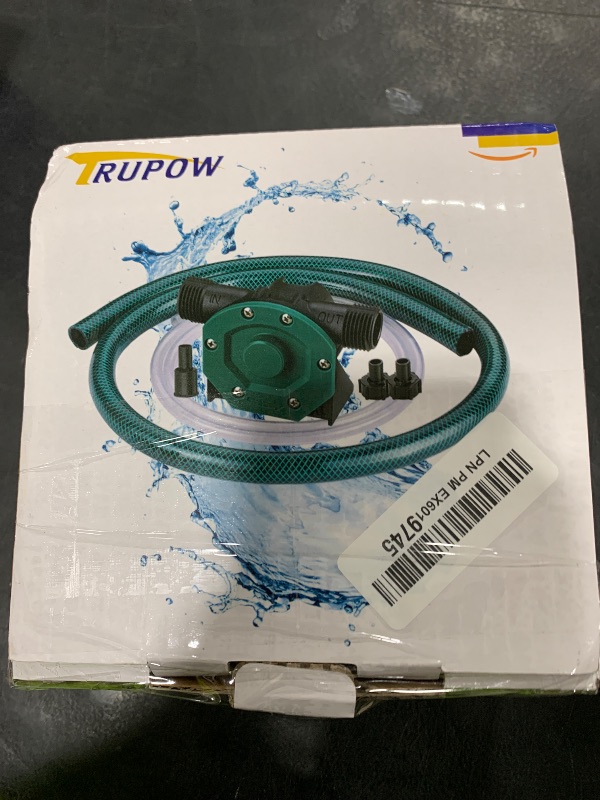 Photo 1 of TRUPOW Self-Priming Mini Hand Water Transfer Drill Pump Kit with Water Hose & Oil Hose for Home Water Oil Fluid Transfer