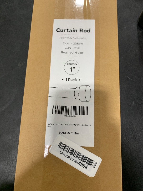 Photo 1 of Curtain Rods for Windows 48 to 84, 1 Inch Adjustable Heavy Duty Long Window Drapery Rods with End Caps, Indoor Outdoor Curtain Rods for Patio Bedroom, Size 32" - 90", Brushed Nickel