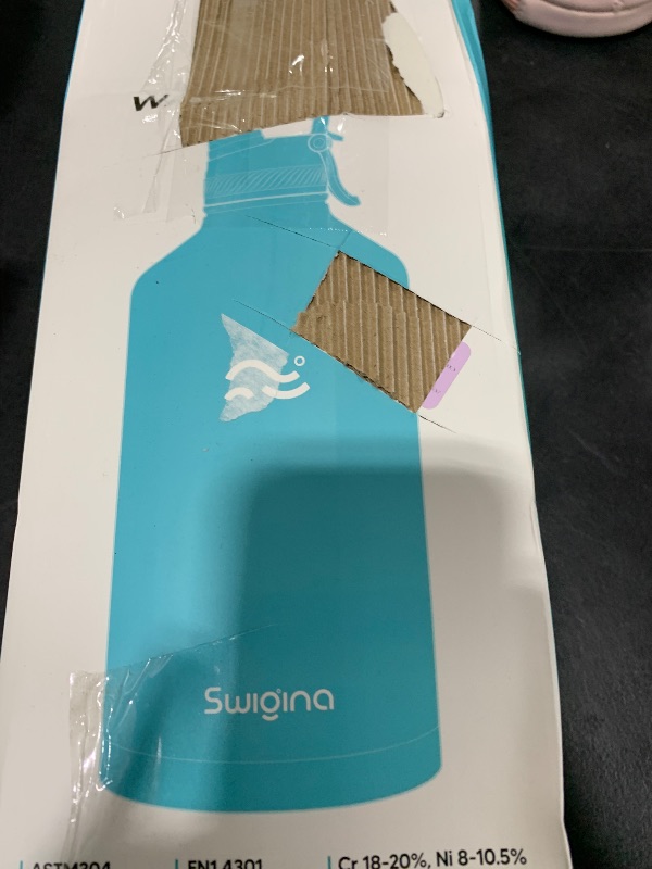 Photo 1 of Swigina [2-IN-1 LID] Gallon Insulated Water Bottle with Silicone Boot (48hrs Cold/24hrs Hot) - DIY Stickers, Leakproof, BPA Free, 128 oz