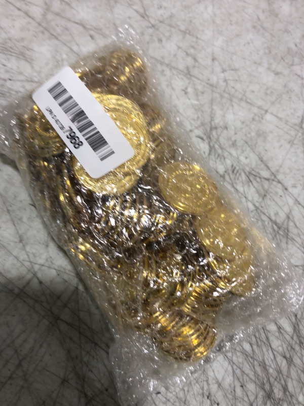 Photo 1 of JOYIN 100 PCS Fake Gold Coins, Plastic Pirate Play Coins, Play Treasure Bulk for Treasure Hunt Game and Party Decorations Favors Supplies, Children Party Favors