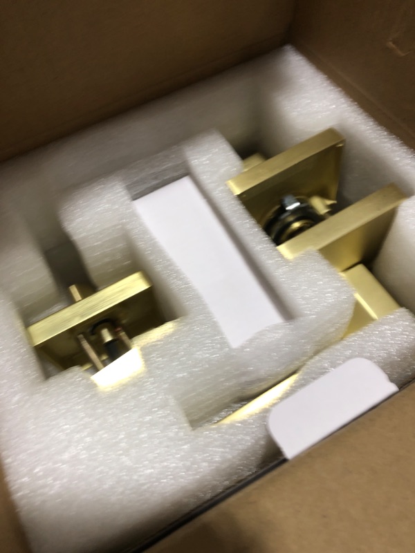 Photo 1 of Gold Exterior Door Lock Set, Front Door Lock Set with Deadbolt, Heavy Duty Zinc-alloyed Exterior Door Handle Square Contemporary Brushed Gold Front Door Lock Sets (3 Pack)