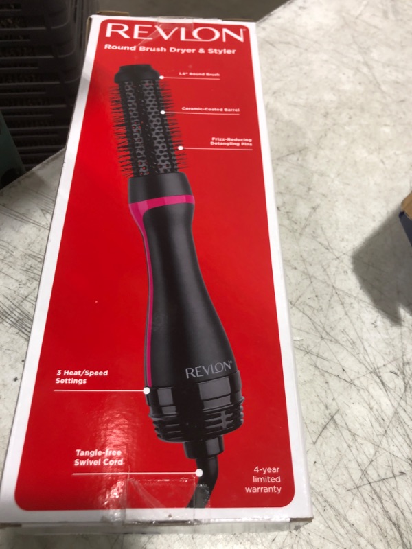 Photo 1 of REVLON One-Step Hair Dryer and Styler - Root Booster Round Brush for Styling, Dryer Brush for Fast and Easy Salon-Quality Blowout, More Shine and Less Frizz (1-1/2 in)