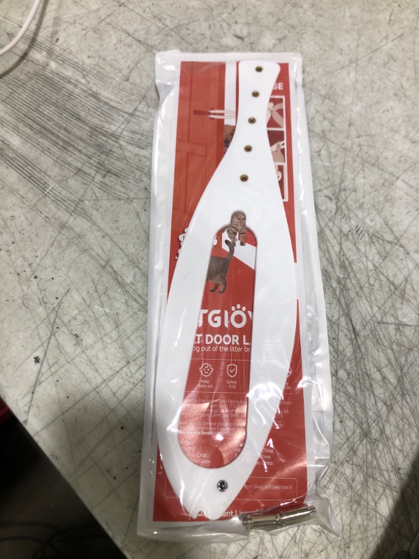 Photo 1 of TGIOW Cat Door Latch, 2 Pcs Cat Door Stopper Pet Door Latch to Keep Dog Out of Litter Box and Food, Door Prop for Cat with 5 Adjustable Size Strap 2.5-6" Wide, No Measuring, Easy to Install, White