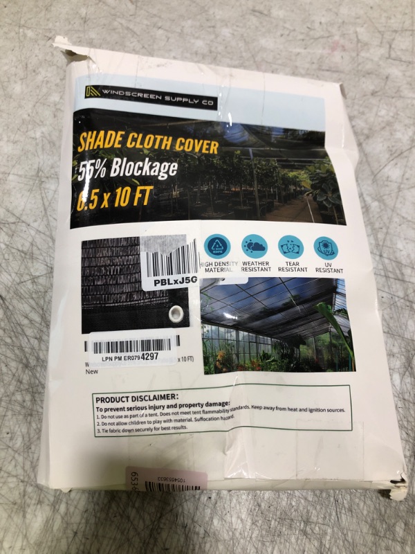 Photo 1 of [WindscreenSupplyCo] 55% 6.5 x 10 FT Shade Cloth Sun Shade Net with Grommets Sunblock Mesh Tarp for Garden Plants Cover Greenhouse and Patio