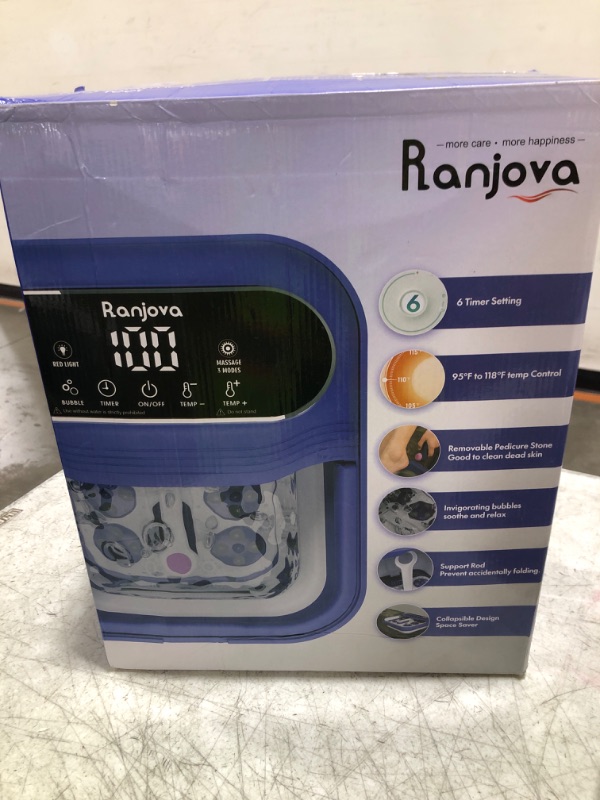 Photo 1 of Foot Spa Electric Rotary Massage, Collapsible Foot Bath with Heat, Bubble,Temp Control, and 24 Motorized Shiatsu Massage Balls, Pedicure Foot Spa for Feet Relaxation (Blue)