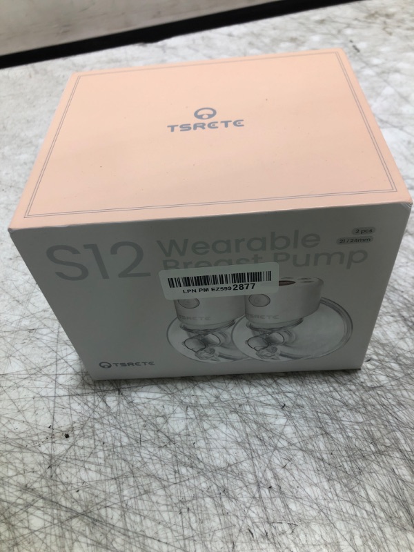 Photo 1 of TSRETE Double Wearable Breast Pump, Electric Hands-Free Breast Pumps with 2 Modes, 9 Levels, LCD Display, Memory Function Rechargeable Milk Extractor-24mm Flange, Pink