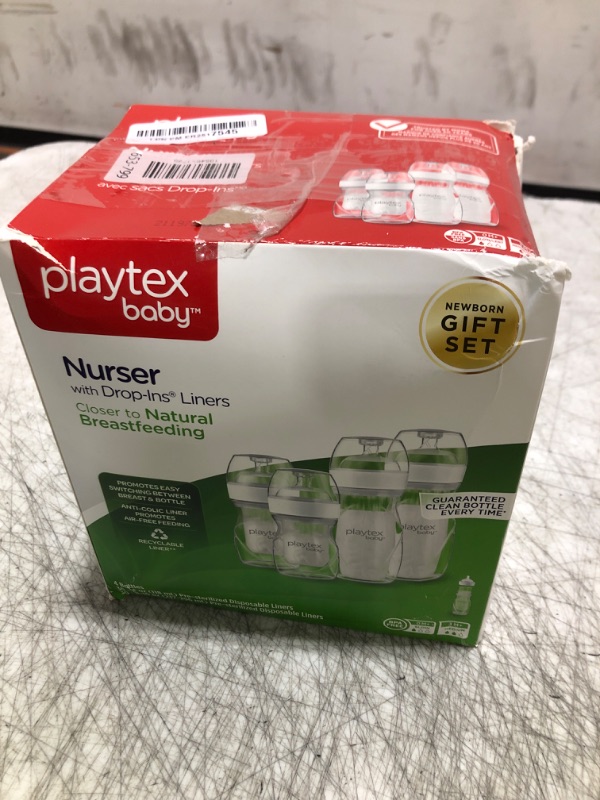 Photo 1 of Playtex Baby Nurser Bottle Gift Set, with Pre-Sterilized Disposable Drop-Ins Liners, Closer to Breastfeeding