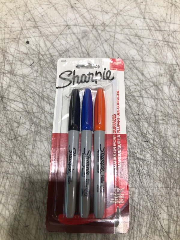 Photo 1 of SHARPIE Permanent Marker, Fine Point, 3-Pack, Red, Blue, Black