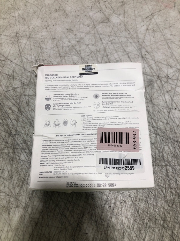 Photo 1 of BIODANCE Bio-Collagen Real Deep Mask, Hydrating Overnight Hydrogel Mask, Pore Minimizing, Elasticity Improvement, Korean Skincare | 1.19oz(34g) x 4ea