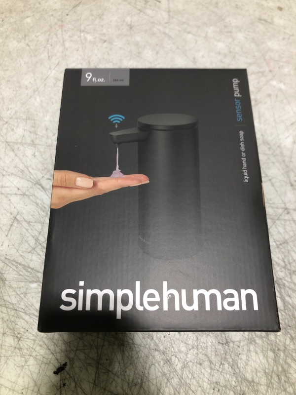Photo 1 of simplehuman 9 oz. Touch-Free Automatic Rechargeable Sensor Pump, Matte Black Stainless Steel, New