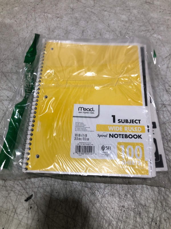 Photo 1 of Mead Spiral Notebook, 1 Subject, Wide Ruled Paper, 100 Sheets, 10-1/2" x 8", Color Selected For You, 1 Count (05514)
