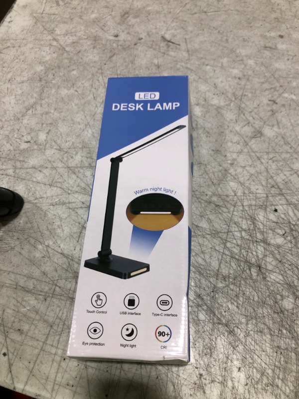 Photo 1 of LED Desk Lamp with USB Ports,Touch Desk Lamps for Home Office with 5 Color Modes,3 Brightness Desk Light with Small Night Light,Reading Lamp Table Lamp for Bedroom Bedside Study Black ?with adapter?