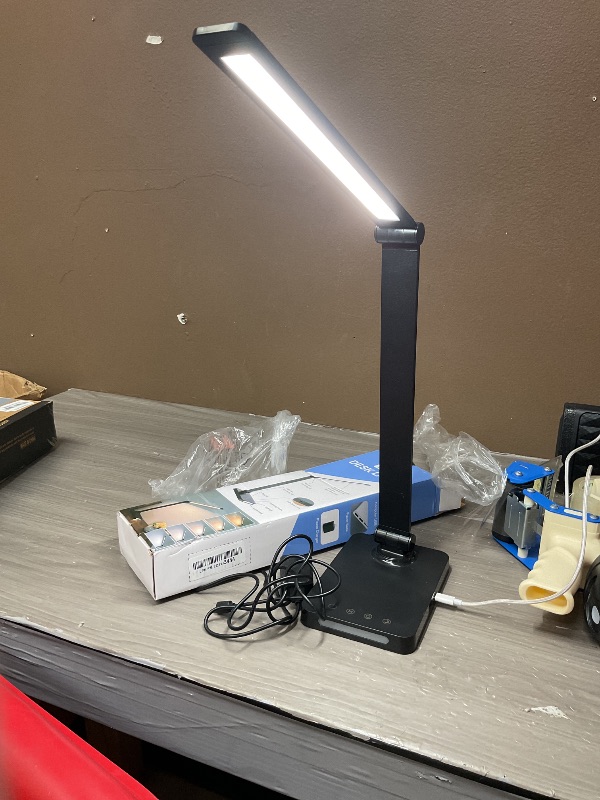 Photo 1 of LED Desk Lamp with USB Ports,Touch Desk Lamps for Home Office with 5 Color Modes,3 Brightness Desk Light with Small Night Light,Reading Lamp Table Lamp for Bedroom Bedside Study Black ?with adapter?