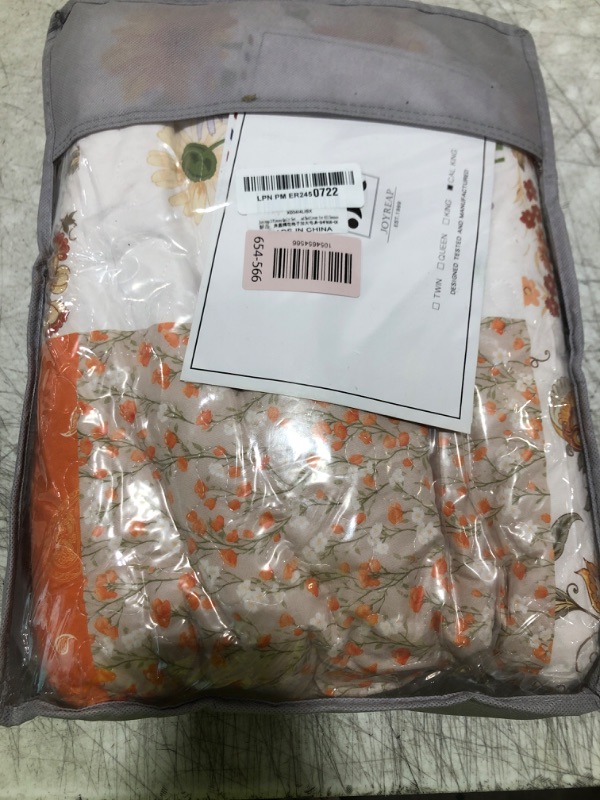 Photo 1 of Joyreap 3 Pieces Quilt Set California King, 102x114 inches- Floral Patchwork Orange n White Flowers Design, Smooth Soft Microfiber Quilt, Bedspread Bed Cover for All Season