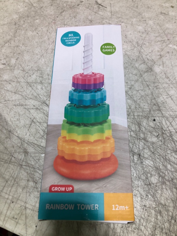 Photo 1 of JUXUE Baby Spinning Stacking Toys for Toddlers 1-3, Rainbow Ring Stacker Montessori Toys for Babies 6-12 Months, 1 2 3 One Year Old Girl Boy Christmas Birthday Gifts, Autism Sensory Learning Toy
