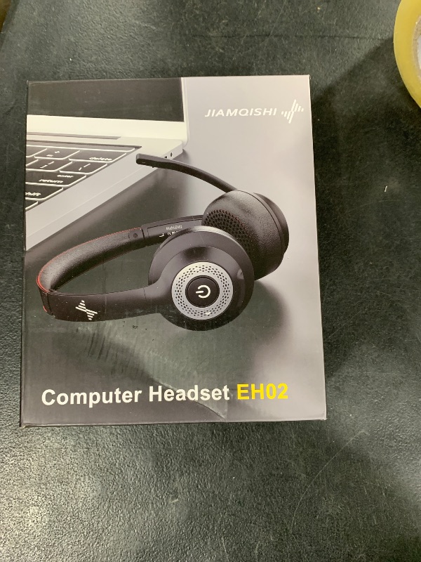 Photo 1 of JIAMQISHI Wireless Headset with Mic for Work, Bluetooth V5.2 Headphones with AI Noise Cancelling Microphone, USB Dongle, Clear Calls & Mic Mute, for Laptop, PC, iPhone & Android Phones