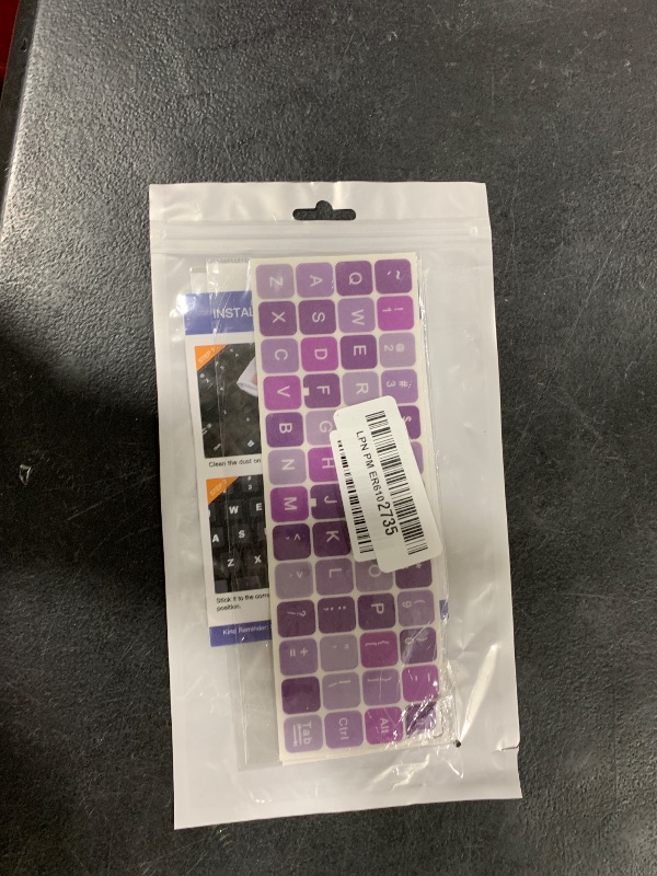 Photo 1 of 2 Pcs English Keyboard Letter Stickers,Universal English Computer Keyboard Replacement Stickers English Keyboard Pink Purple Lettering,Non Transparent (English-Omber Purple)