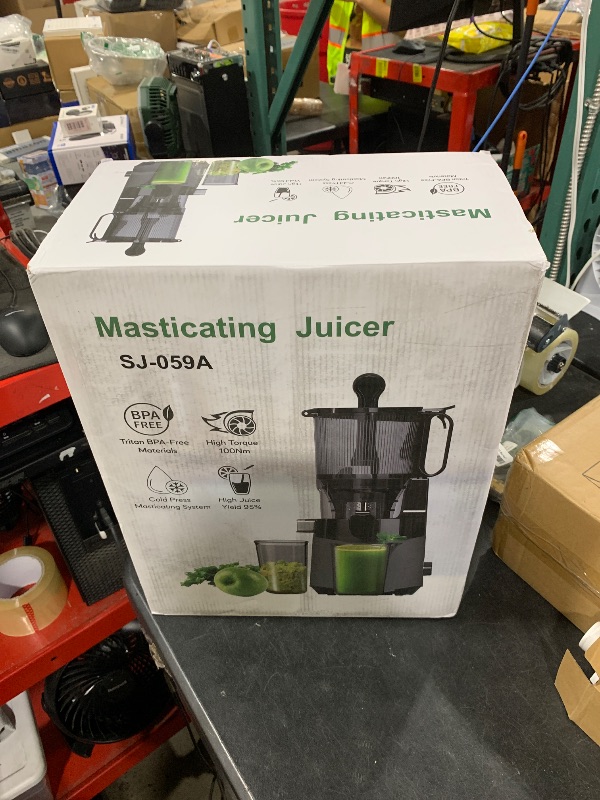 Photo 1 of Cold Press Juicer, 5.3" Wide Feed Chute Juice Extractor Machine with 400W, High Juice Yield, Slow Masticating Juicer for Whole Vegetables & Fruits, Deep Grey