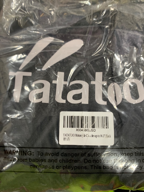 Photo 1 of TATATOO Motorcycle Cover Waterproof Outdoor, 300D Heavy Duty, UV & Rain Resistant, Windproof with 3 Buckles, Fits Most Motorcycles, Cruisers, Sportbikes, Dirt Bikes, Scooters up to 96.5" - XXL Size