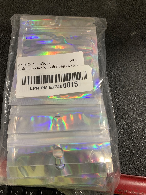 Photo 1 of 100 Pack Holographic Bags, 3'' x 4‘’ Small Bags for Small Business, Resealable Smell Proof Bags, Rainbow Color Mylar Packing Bag, Holographic Zipper Bag for Food Storage, Candy & Jewelry Packaging