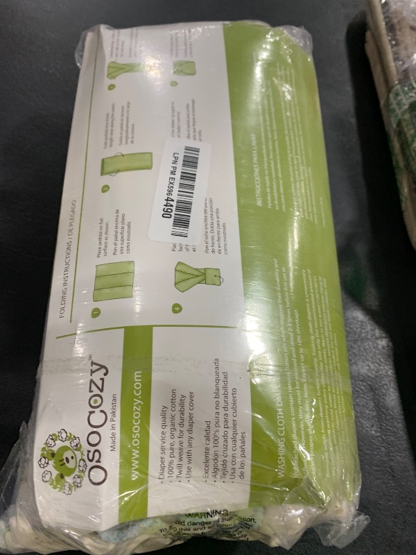 Photo 1 of OsoCozy Organic Cotton Prefold Cloth Diapers Traditional Fit Large 4x8x4 Layering (6pk) - Super-Soft, Thick, Absorbent, Durable and Ecologically Friendlier. Unbleached Natural Color, Fits 15-30 Lbs.